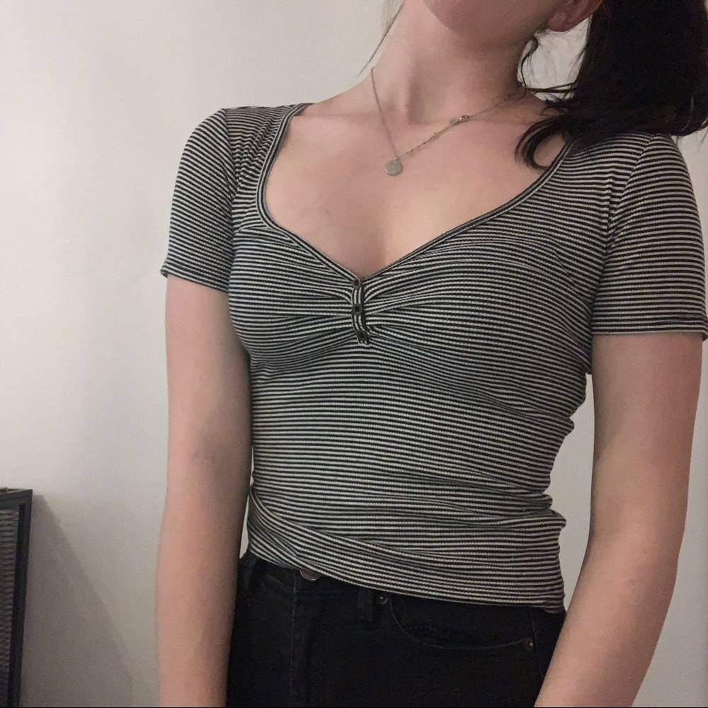 Striped ribbed T shirt